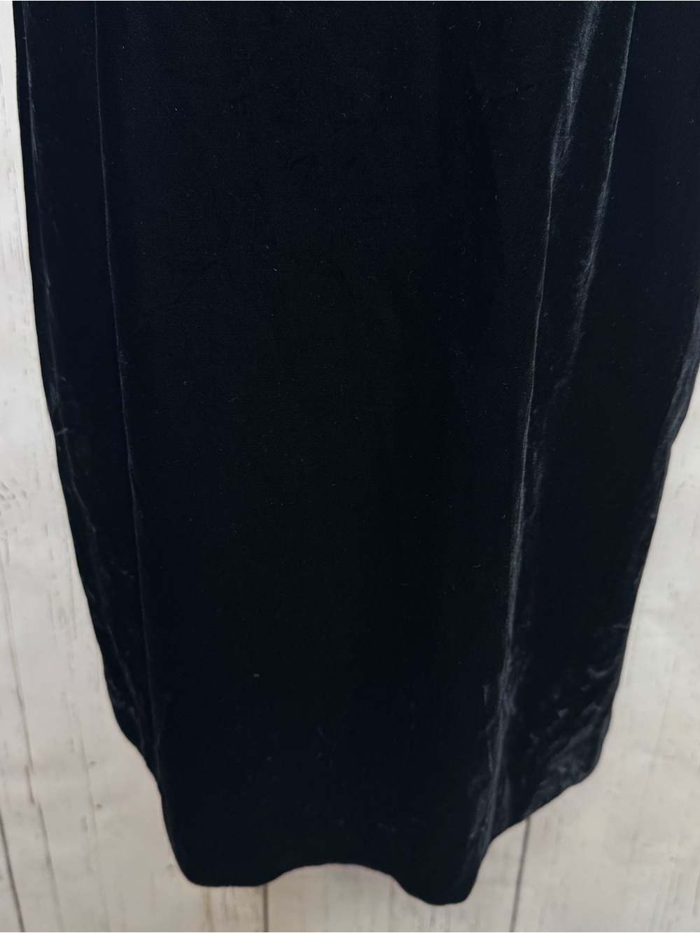 Vintage Cachet Black Velvet Dress 7/8 Rhinestone Puff Sleeve 80s Glam Holiday - Picture 7 of 16